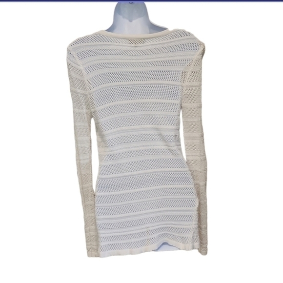 Rag & Bone Cassie Women's Deep V Neck Pattern Stripe White Slim Fit Sweater - Picture 4 of 7